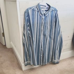 Mens Aerpostle (size: L) long sleeve 100% cotton striped oxford shirt